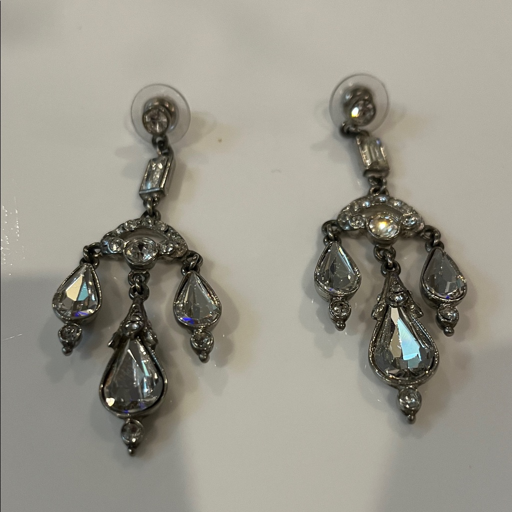 80 Ben Amun Stamped Chandelier Earrings Crystal Brand New